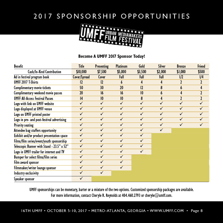 UMFF 2017 Sponsorship Opportunities